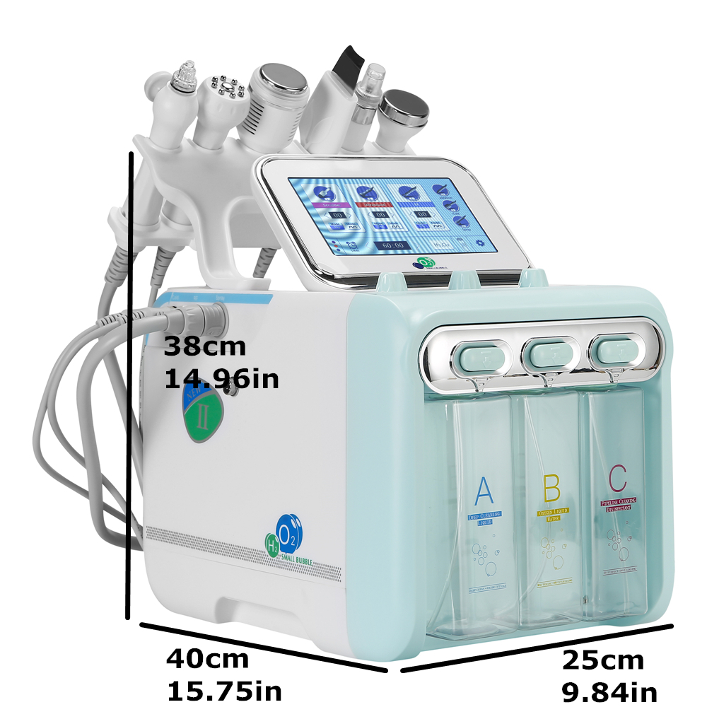 Hot Upgrade 6 w 1 Small Bubble Skin Care Tools Ultrasonic RF Hydra Deep Facial Pore Clean Facial Massage Machine