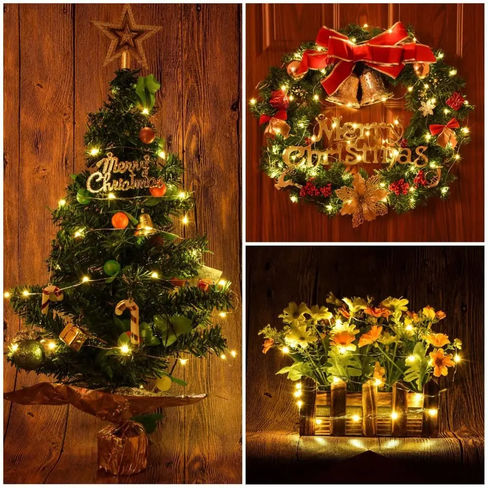 50M 100M LED Luci della stringa Filo d'argento Lucine Ghirlanda per Capodanno all'aperto Festa di Natale Strada Decorazione dell'albero di casa