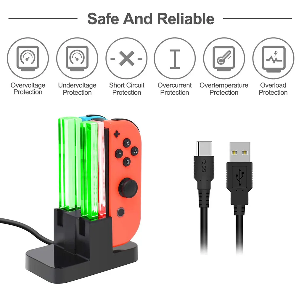 Nintend Switch 4 controlador cargador indicador LED estación de carga para Nitendo Switch Nintendoswitch NS Joy-con Accesorios