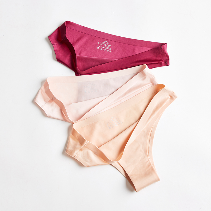 Bragas de mujer, ropa interior, tangas, lencería Sexy, Tanga deportiva sin costuras para mujer, bragas sin costuras de seda helada para mujer