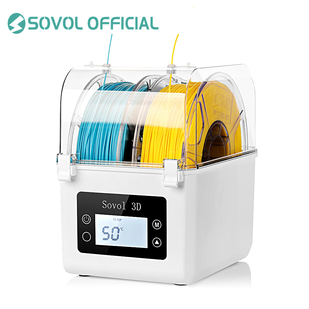 Sovol 2 Rollen Filament-Dörrgerät, Spulenhalter, Filamente, Trockenbox für 1,75 mm, 2,85 mm ABS, PLA, PETG, TPU, FDM-Material, 3D-Drucker