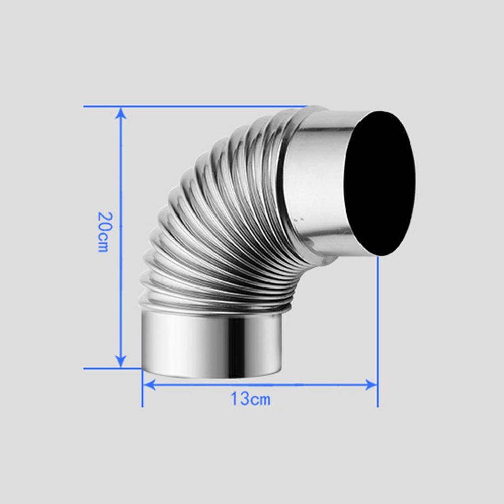 Thẳng Bếp Thép Không Gỉ Ống Khuỷu Tay 90 Độ Bạc Ống Khói Khí Lò Ống Nóng Ống Thoát Khí 30/40Cm 60/80Mm