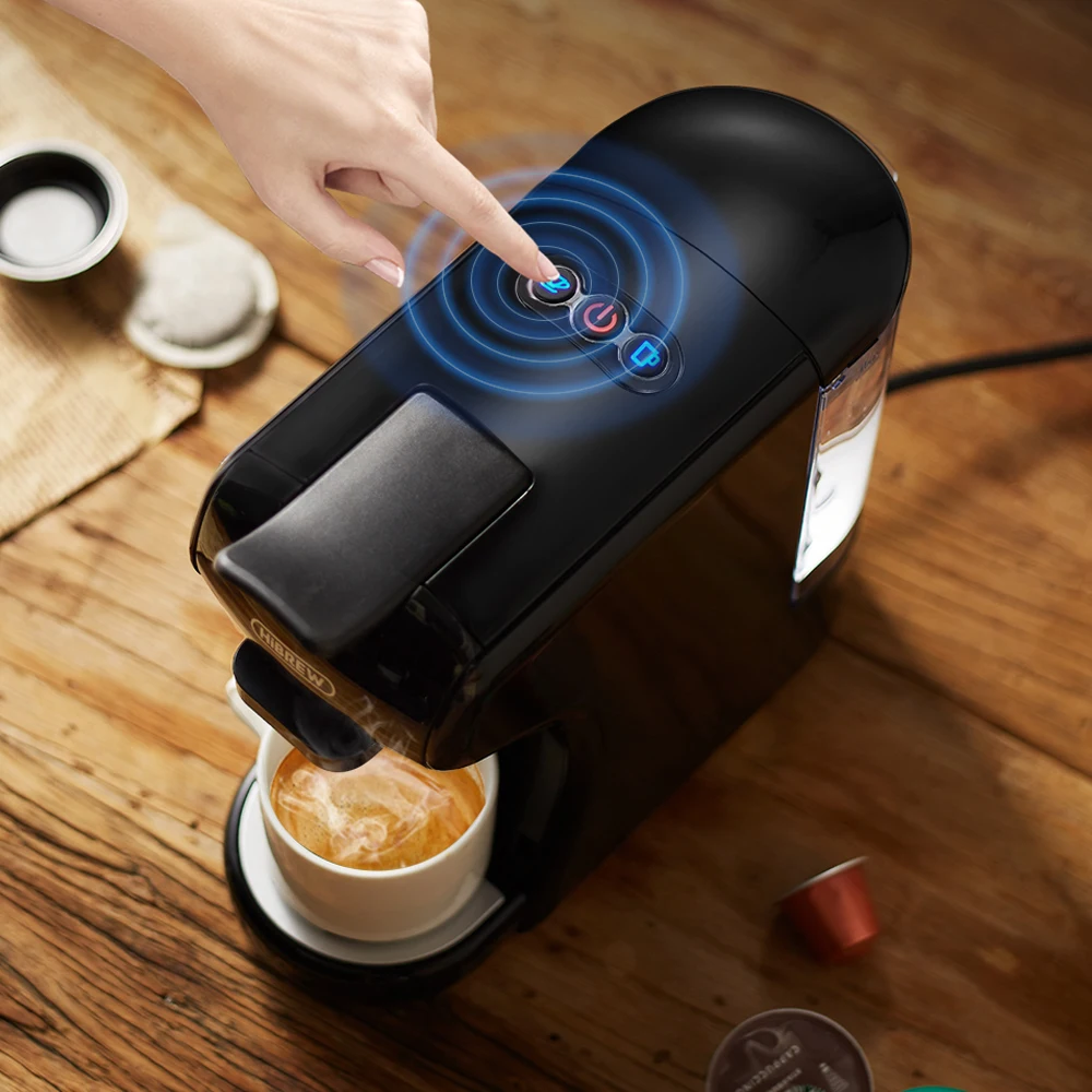 Máquina de café HiBREW 19 Bar 4 en 1, Cápsula múltiple caliente y fría, Cafetera Espresso, Cafetera de cápsulas Dolce Milk Nexpresso en polvo H1A