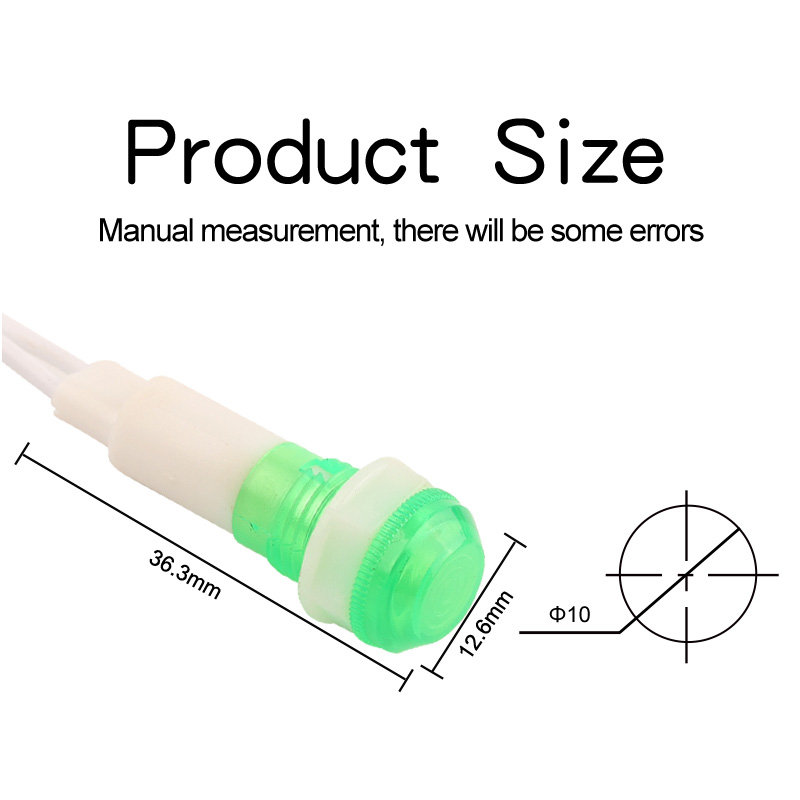 5 Chiếc Gắn Neon Chỉ Báo Tín Hiệu Đèn Bảng Xanh Đỏ Vàng Đèn 380V 220V 12V/24V DC XD 10Mm Phi Công Hướng Dẫn
