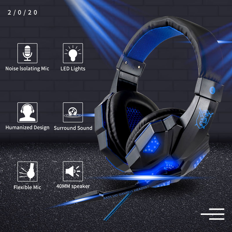 Professionelle Kopfhorer Led Licht Bass Stereo Gaming Kopfh rer Headset für Computer PS4 Einstellbare PC Gamer Wired Kopfhörer Auriculares Männer Geschenke