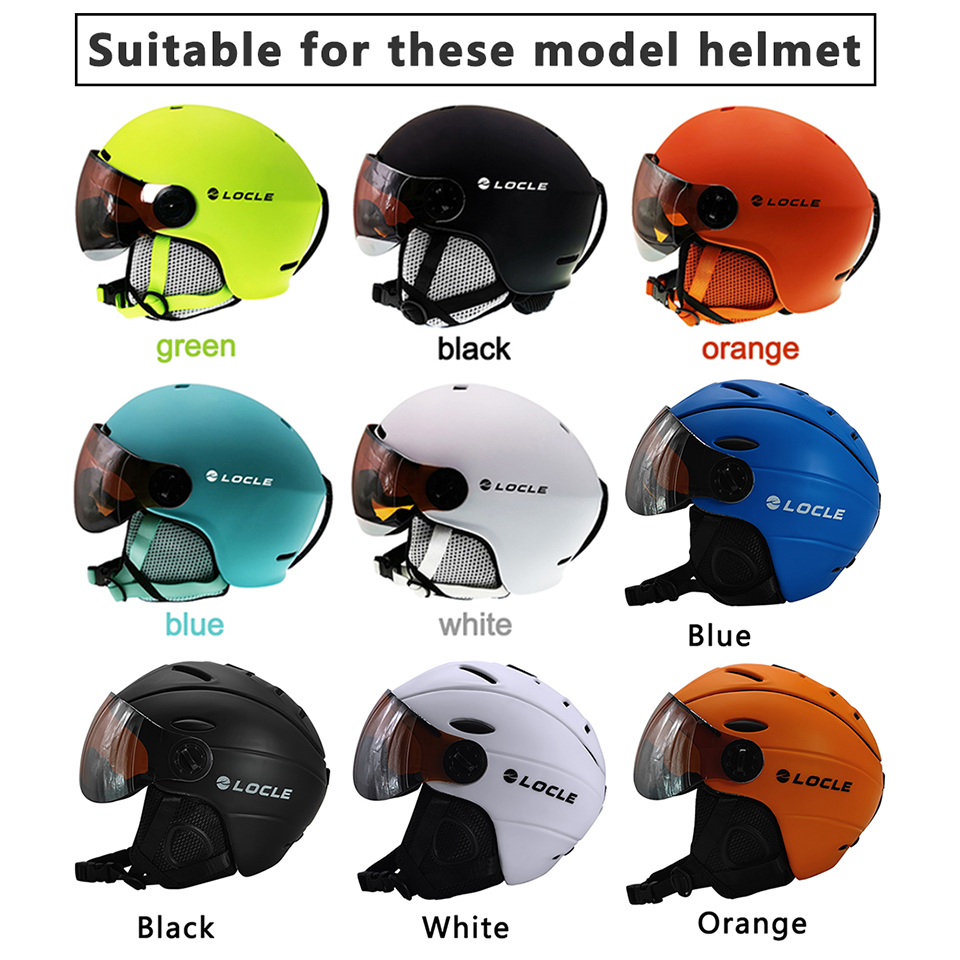 LOCLE Ski Snowboard Helmet Visor Lens Detachable Snow Mask Anti-fog Anti-UV Integrated Goggle Shield