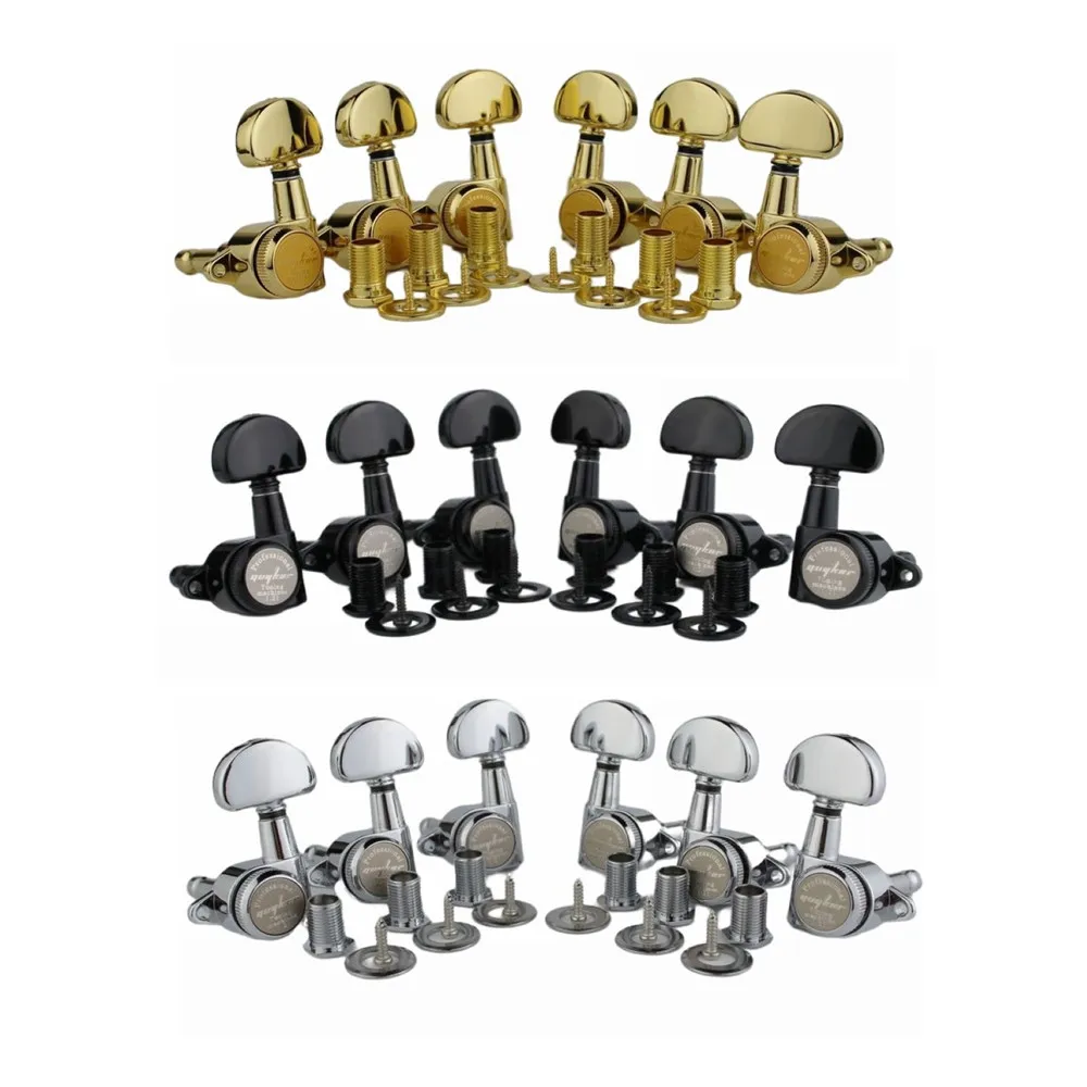 GUYKER 3R3L Phiên Bản Nâng Cấp Đen Phía Sau Khóa Chỉnh Âm Guitar Chỉnh Chốt Máy Đầu 1:21 Cho LP SG Đàn Guitar Bạc Đen vàng
