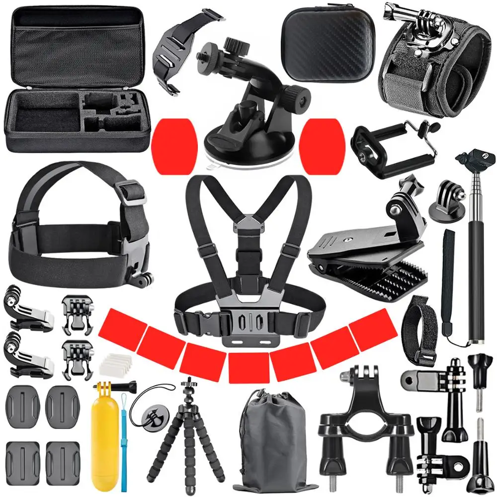 ORBMART para GoPro juego de accesorios para Go Pro Hero 13 12 11 10 9 8 7 6 5 4 soporte negro para DJI Insta360 para cámara de acción Sjcam