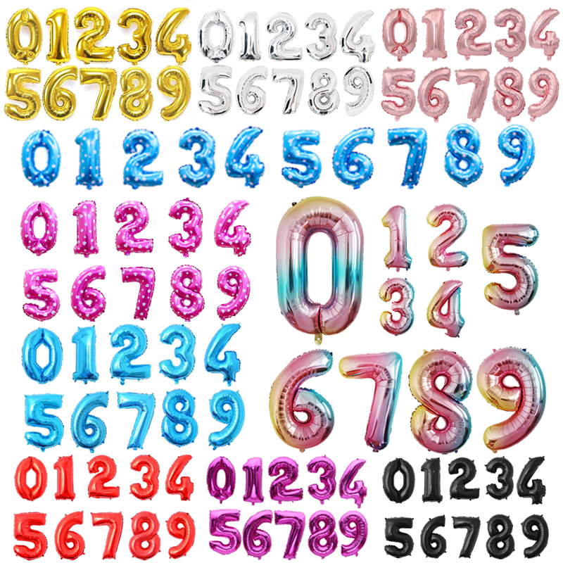 16 32 インチホイル誕生日バルーン番号バルーンフィギュア結婚式ハッピーバースデーパーティーの装飾子供風船誕生日
