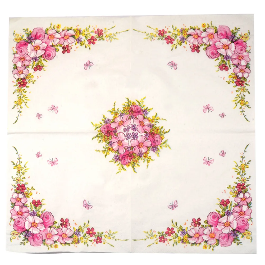 20 pz/pacco fiori rosa Design di bellezza tovaglioli di carta caffè e articoli per la tavola tovaglioli di carta Decoupage decorazione carta 33cm * 33cm