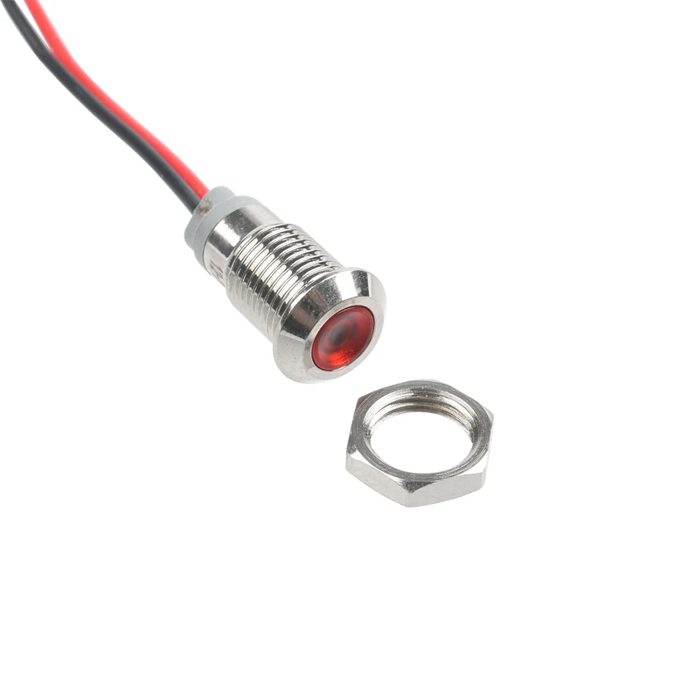 1PC 8mm LED Metall Anzeige Licht Wasserdicht Signal Lampe Anweisung Dot Licht Rot Gelb Blau Grün Weiß 3-6V 12-24V 110-220V