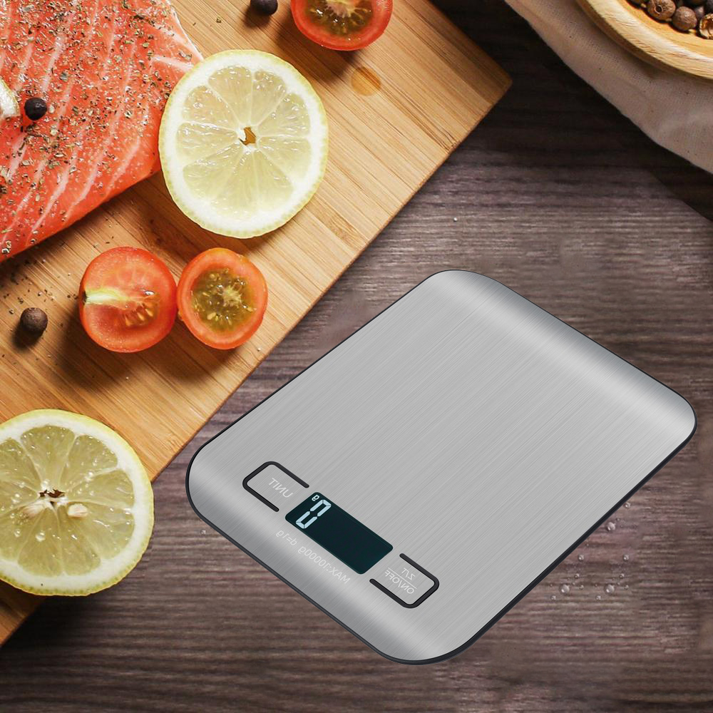 Báscula de cocina con pantalla LCD, báscula electrónica de acero inoxidable, joyería para el hogar, aperitivos y alimentos, herramientas de pesaje para hornear