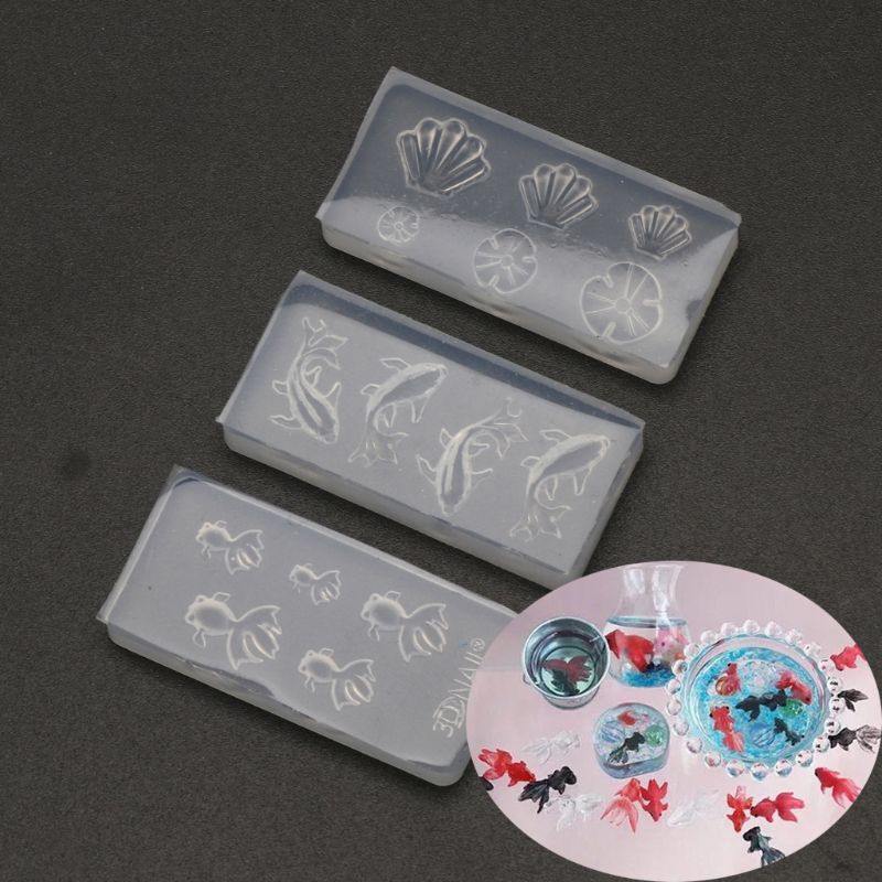 3Pc ミニサイズ金魚蓮の葉 Earrrings 水 Dag Diy の樹脂の宝石金型キット