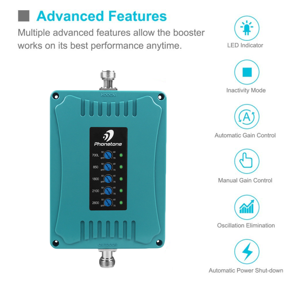 Усилитель сигнала мобильного телефона 2G 3G 4G LTE 700/850/1800/2100 МГц