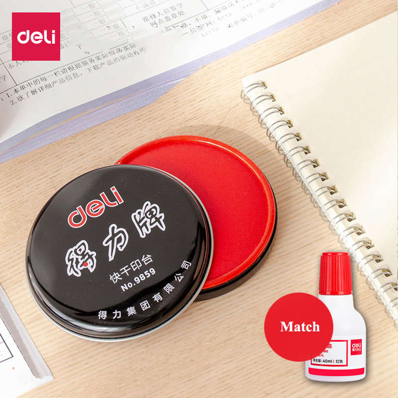 Deli 9859 9860 Selo Almofada De Tinta 89 milímetros 100 milímetros Selo Pad Tinta Pad Cor Vermelha Finanças Papelaria Almofada De Tinta