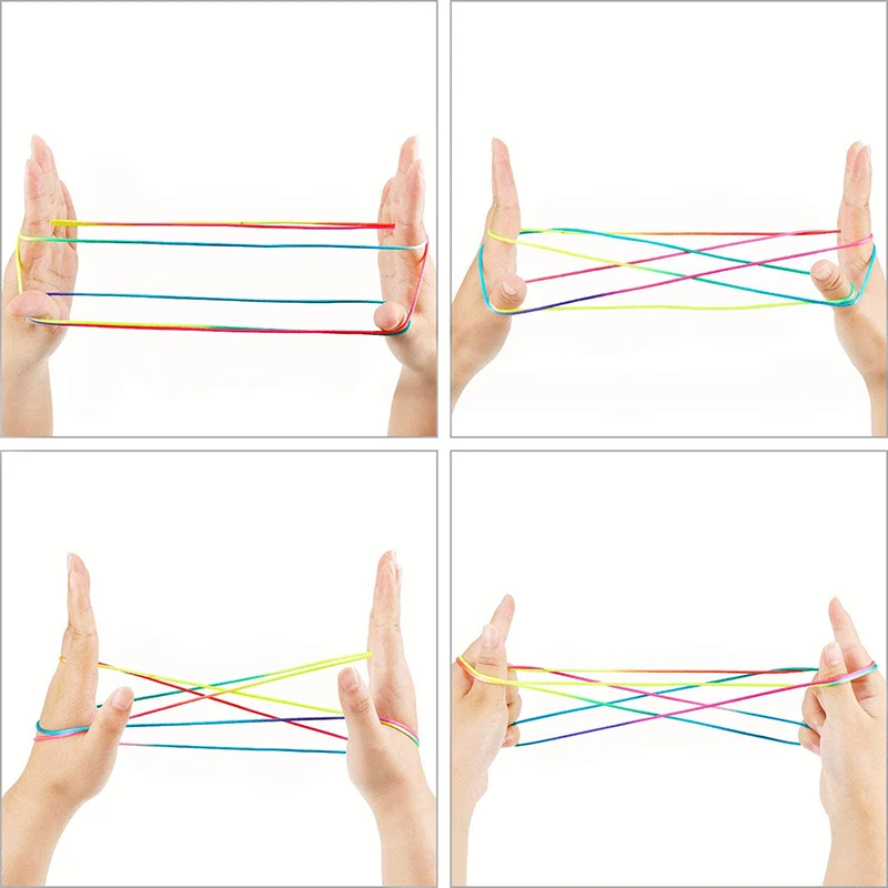 สายรุ้งสี Cradle String เกมนิ้วมือคลาสสิกเชือกด้ายของเล่นเชือกมือ String เกมปริศนาสร้างของเล่นอุปกรณ์