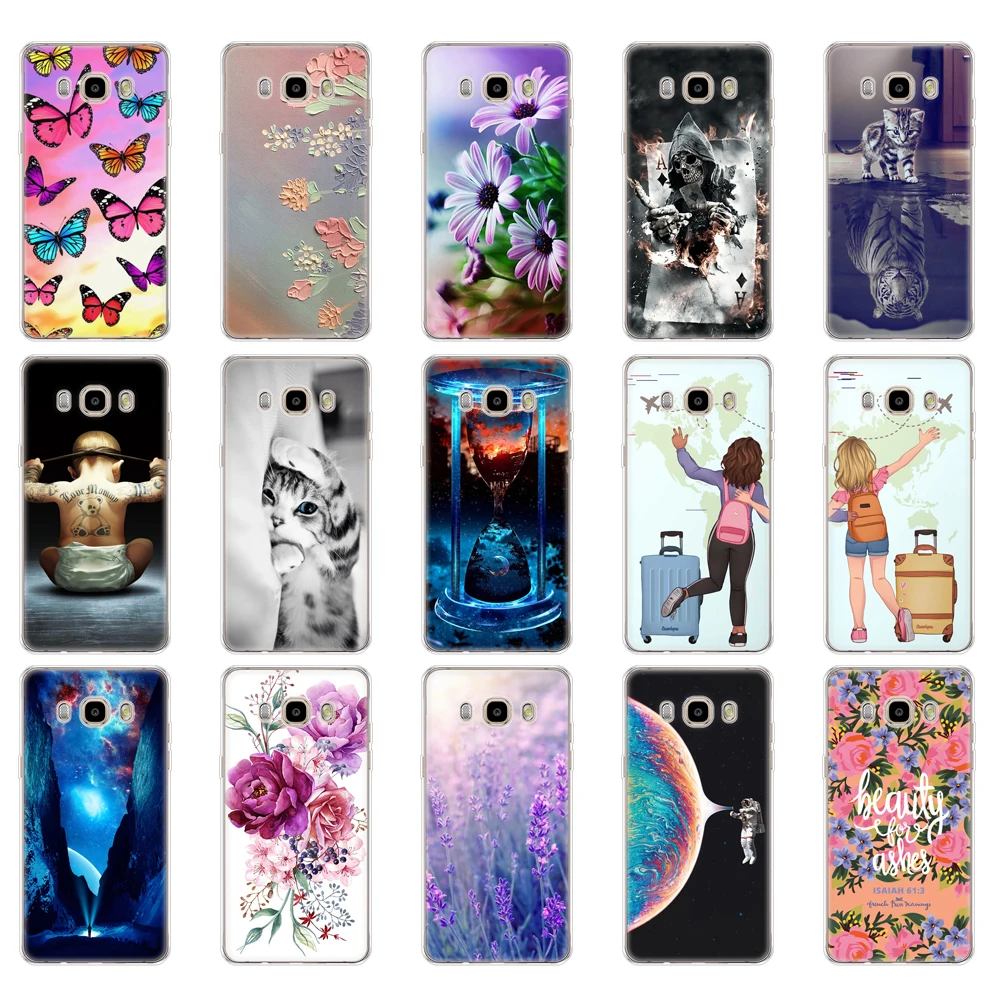 Casing untuk Samsung Galaxy J7 J5 2016 Casing J710 510F PENUTUP UNTUK Samsung J7 J5 2016 Casing Kerangka Musim Dingin Salju Natal
