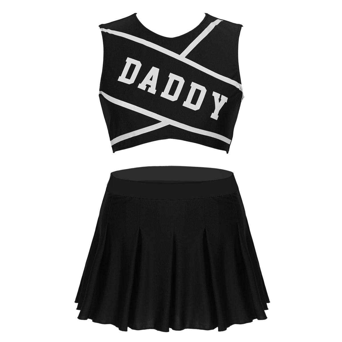Womens adulto schoolgirl role play uniforme cheerleader papai amante para halloween cosplay traje colheita superior com mini saia plissada