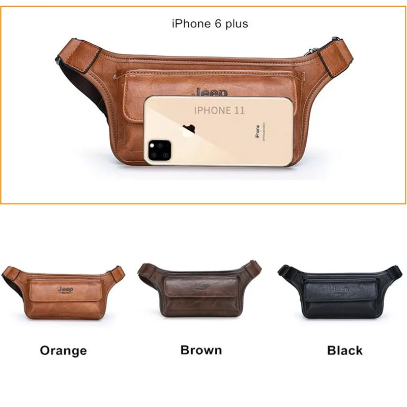 JEEPBULUO ผู้ชายเอวกระเป๋า Casual Functional เงินโทรศัพท์กระเป๋าเข็มขัดชาย unisex กระเป๋าสําหรับเข็มขัดหนังสะโพกกระเป๋าหน้าอก
