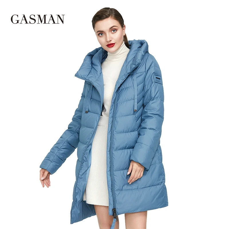 GASMAN-Chaqueta de plumón larga para mujer, abrigo grueso con capucha, Parka cálida de marca, ropa de algodón, M-180 de invierno, 2022