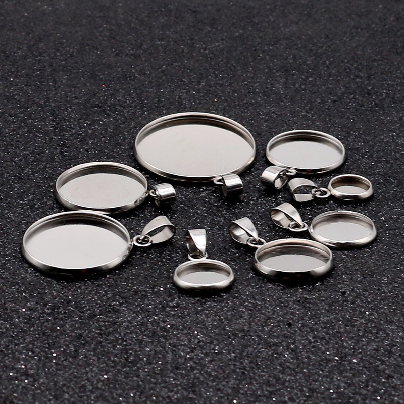 ステンレス鋼ピース/ロットのベースプレート,ペンダントのセット,6 8 10 12 14 16 18 20 25 30mm,ジュエリー作成用品