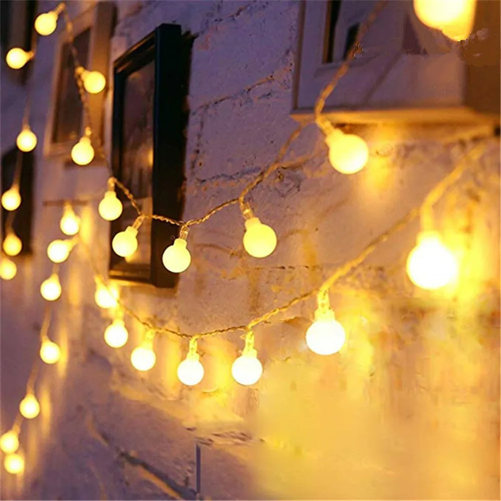 Holiday Light Chain Ball LED String Lighting 3M 5 m10m USB Lamp Bulb Light String impermeabile Outdoor Wedding Christmas Led String