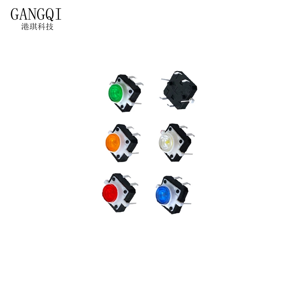 Тактильный кнопочный выключатель, 5 шт., 12x12x7,3 мм