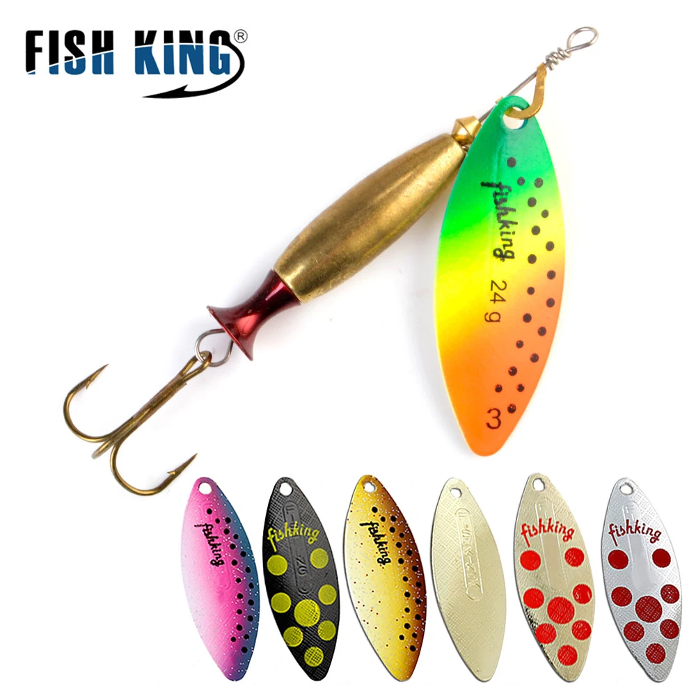 FISH KING-señuelo giratorio de fundición larga, 18g, 24g, cuchara, Lucio, señuelo de pesca de Metal, cebo duro para lubina con ganchos