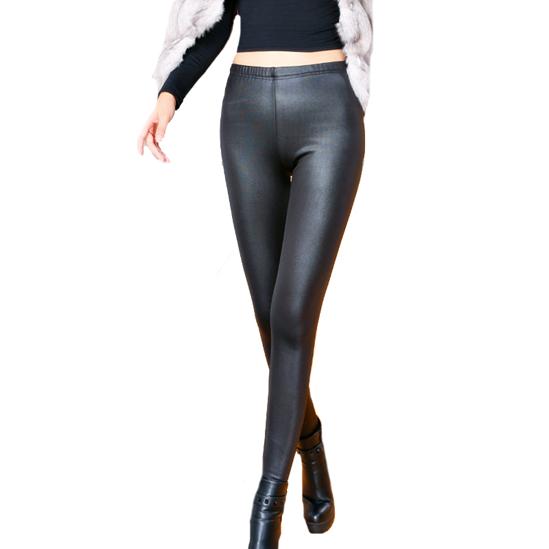 Cuhakci-novo design de calça legging de couro preto, espessamento, calça legging quente casual feminina, alta qualidade