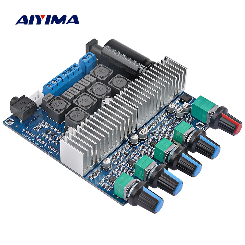 AIYIMA TPA3116 Плата усилителя сабвуфера 2,1 HIfi Высокомощный стереоусилитель DC12V-24V 2*50 Вт + 100 Вт Басовый усилитель для динамика DIY