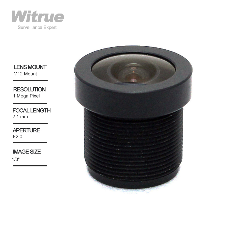 Объектив Witrue CCTV 2,1 мм, 1/3 дюйма, формат F2.0, диафрагма 150 градусов, широкий угол обзора для камеры видеонаблюдения