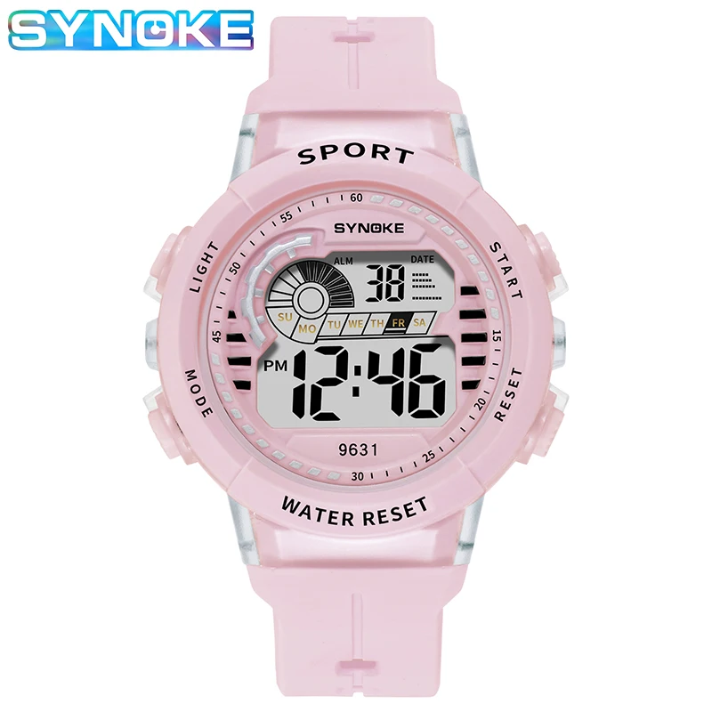SYNOKE, relojes deportivos a la moda para niños, reloj de pulsera electrónico resistente al agua hasta 50M, cronómetro, reloj Digital para niños y niñas