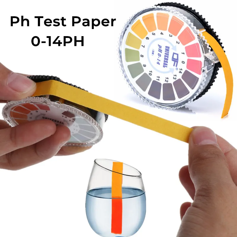Тестовая Бумага для Ph, Универсальный Диапазон измерений 1-14 Ph, рулон бумажной ленты для измерения воды, мочи и слюны