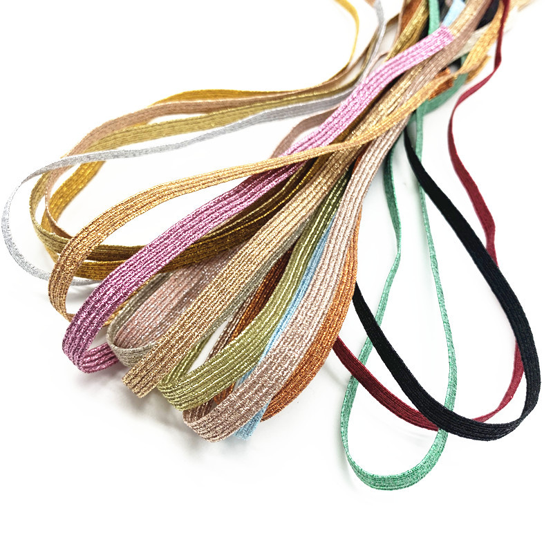 2/5Yard/Lô 6Mm Thun Nơ Dây Vàng Lấp Lánh Thun Spandex Ban Nhạc Cho Sần Viền May Vải tự Làm Quần Áo Phụ Kiện May Vá