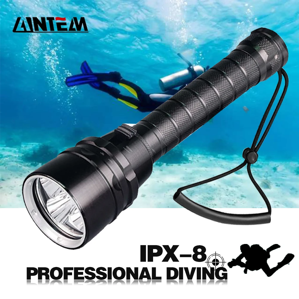 Chuyên Nghiệp Siêu Mạnh Mẽ 20000LM Led Lặn Biển IPX8 Đèn Pin Chống Nước Đỏ Phối LED Dưới Nước Đèn Pin Đèn Lanterna