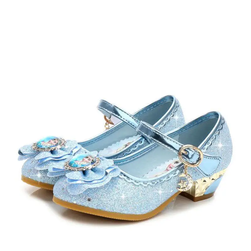 子供革エルザサンダル子供ハイヒール女の子プリンセス夏アンナ靴 Chaussure ランファンサンダルパーティーシューズ eu 24-36