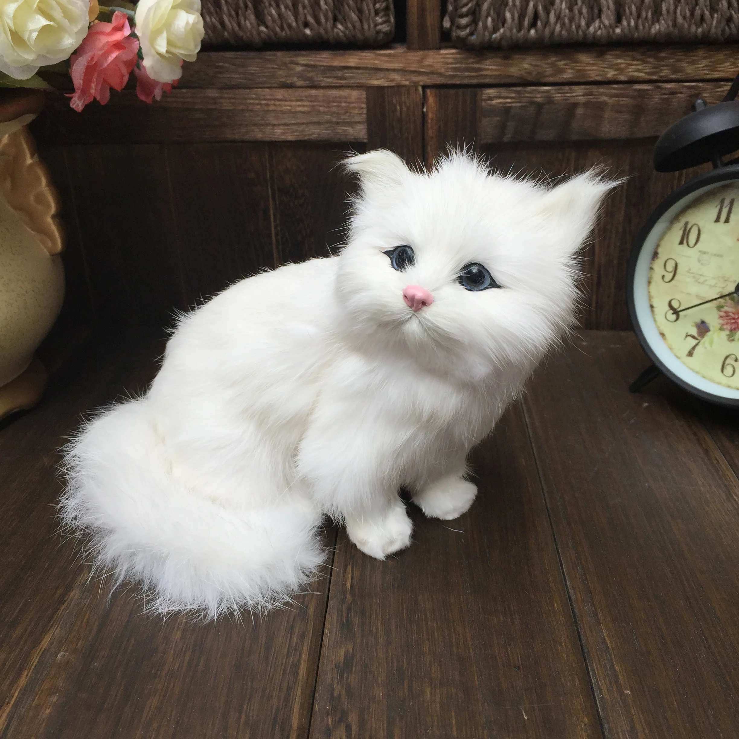 ที่สมจริง Plush ของเล่นจำลองตุ๊กตาแมวเปอร์เซียสีขาวแมวเหมือนจริง Kitten ชุดวันเกิดปีใหม่ของขวัญเครื่องประดับตกแต่งบ้าน