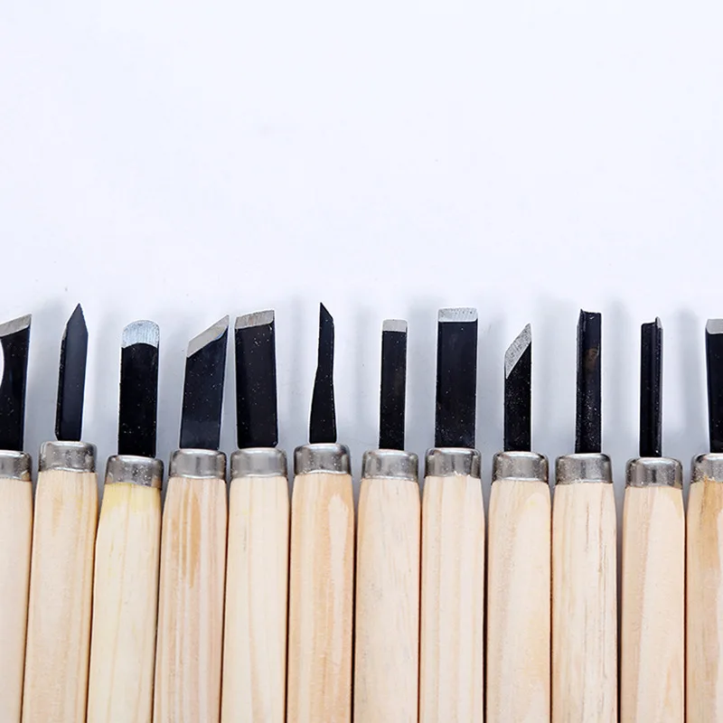 12 Chiếc Chuyên Nghiệp Khắc Gỗ Đục Dao Tay Bộ Dụng Cụ Cơ Bản Chi Tiết Khắc Woodworkers Gouges