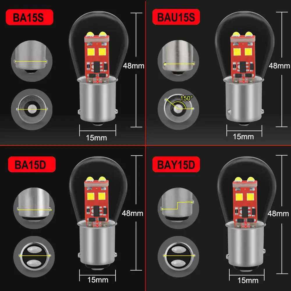 1 Chiếc P21W 1156 BA15S BAU15S BA15D S35 6SMD Chip 1157 BAY15D Phanh Xe Đèn Tự Động Đảo Chiều Bóng Đèn Đỗ Xe Đèn 12V Siêu Sáng