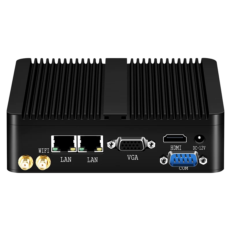 Quạt Không Cánh Công Nghiệp Máy Tính Mini PC Intel Celeron J1900 Quad Lõi 4x USB Dual LAN 2x RS232 HDMI VGA WiFi Hỗ Trợ Windows linux