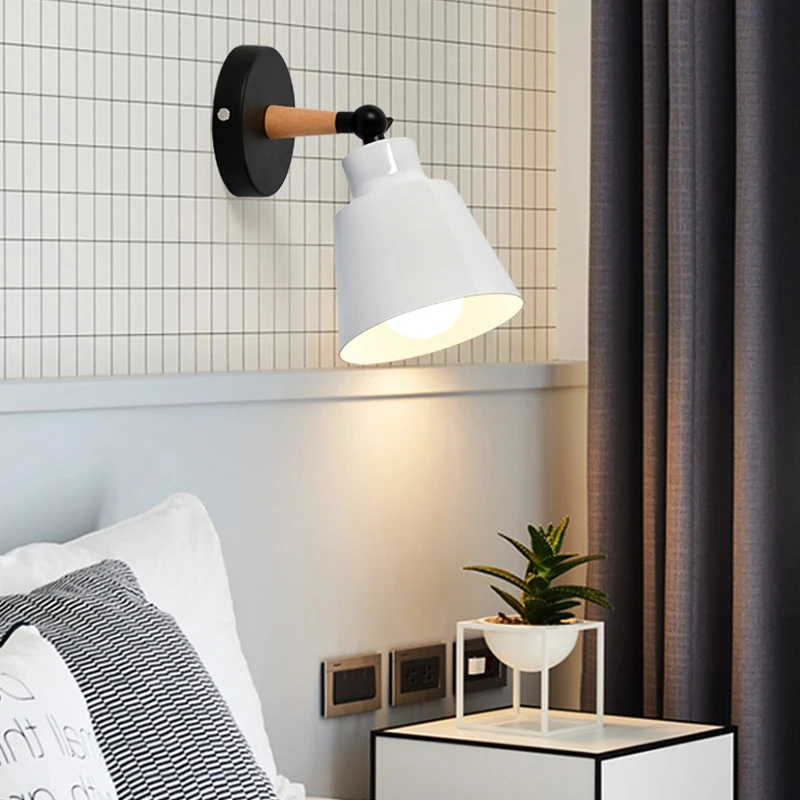 Lampu Dinding Kayu Nordic Lampu Samping Tempat Tidur Lampu Dinding Modern Macaroon Perlengkapan Pencahayaan Bar Restoran Tempat Lilin Dinding Kamar Mandi