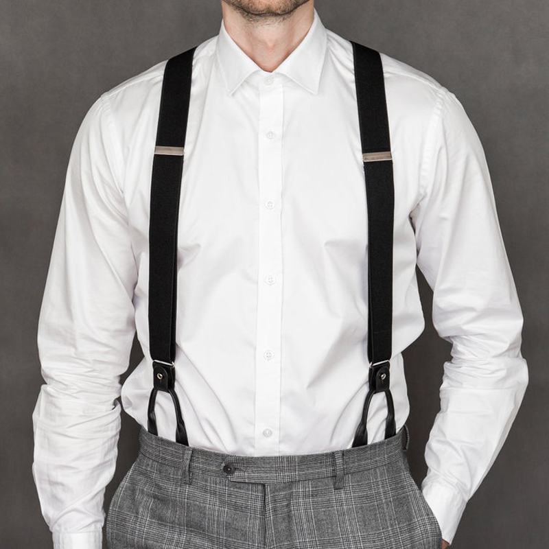 Vintage Bretels Mannen Vrouwen Volwassen Leer Getrimd Knop Einde Y Terug Verstelbare Elastische Broek Bretels Bandjes Riem Bruiloft