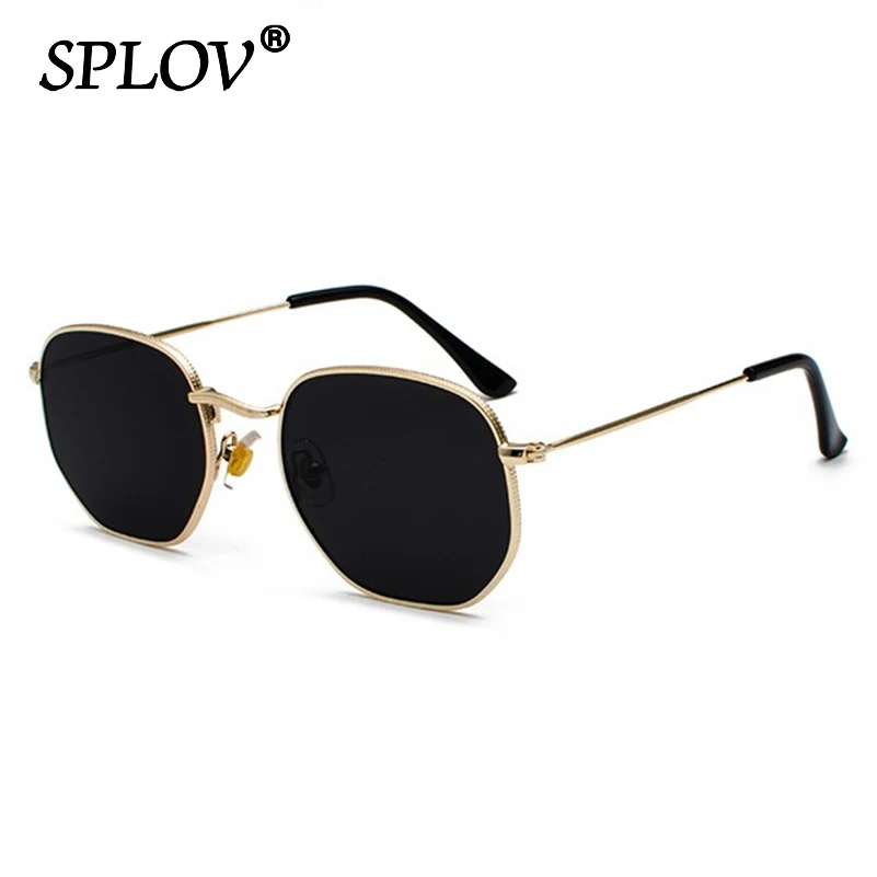 Gafas de sol hexagonales para hombre y mujer, gafas de sol poligonales cuadradas, gafas de sol de marca de diseñador, gafas Retro con marco de Metal, gafas TOP UV400 de sol para hombre