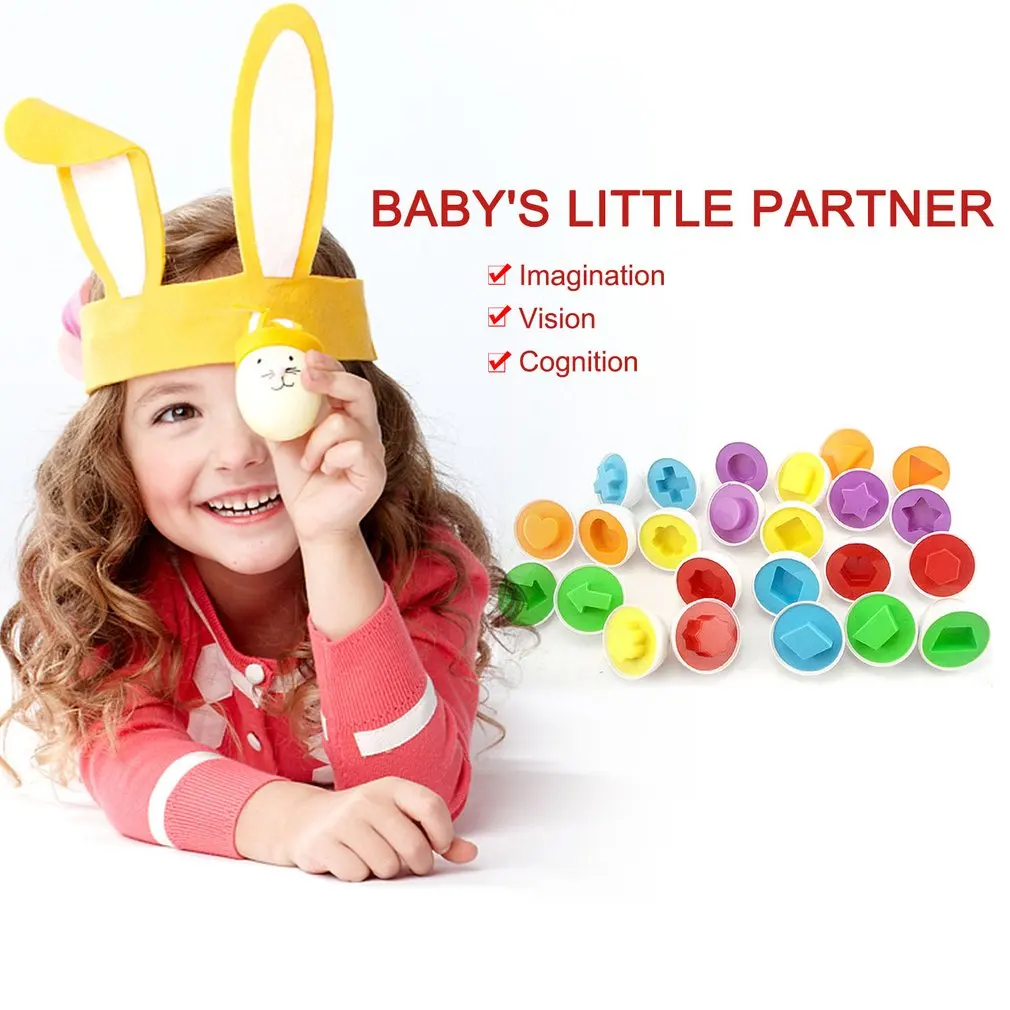 6Pcs Baby Smart Eggs Montessori Educational Toys For Children Color Shape Matching Recognize Toddler Intelligent Learning 2-4Y