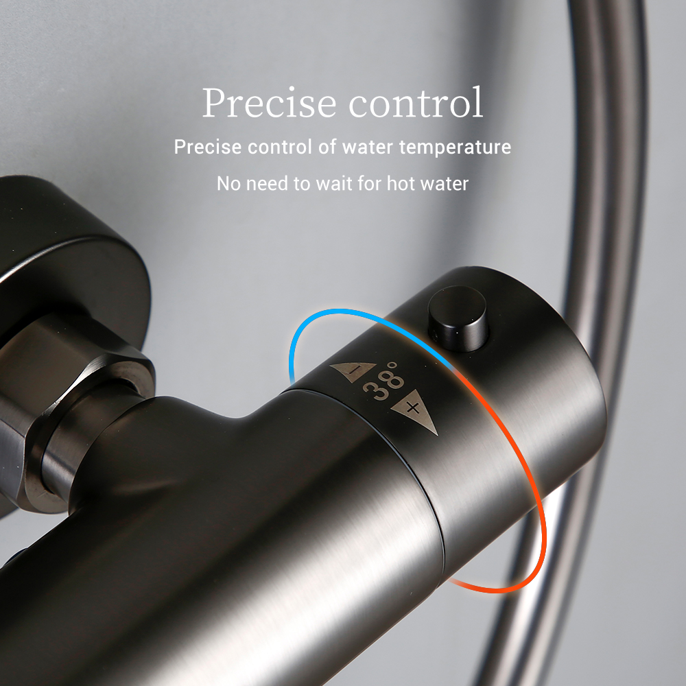 Kệ Treo Tường Van Hằng Nhiệt Hệ Thống Bagnolux Chải Xám Đồng Mưa Vòi 8 - 12 "Top Đầu Xịt Nhà Tắm bộ Vòi Tắm Hoa Sen