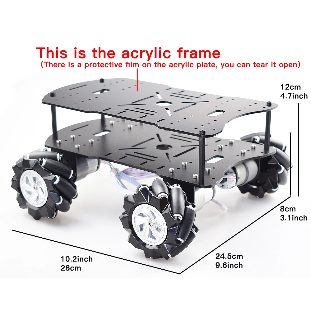 Hai Lớp 4WD 80Mm Mecanum Bánh Xe RC Robot Sườn Xe Ô Tô Với 12V Bộ Mã Hóa Động Cơ Cho Arduino Quả Mâm Xôi pi Tự Làm Dự Án Thân Đồ Chơi