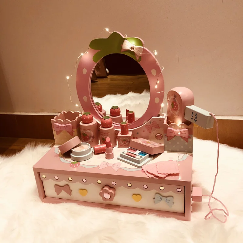 สาววันเกิด61ของขวัญเจ้าหญิงจำลอง Dressing ตารางเด็กไม้ในบ้านของเล่น