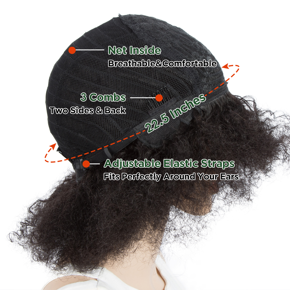 Fluffy Afro Kinky Curlyวิกผมสําหรับผู้หญิงสีดําRemyบราซิลผมมนุษย์สั้นSassyสวมใส่To Goวิกผมสีน้ําตาลธรรมชาติBurgundy Allure