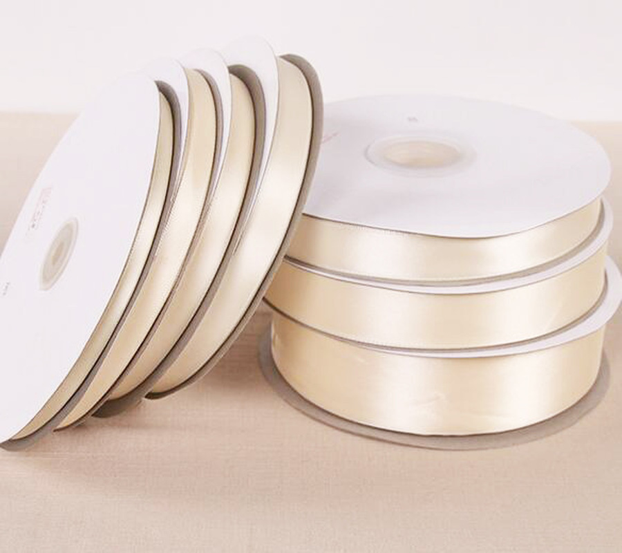25 ヤード 6/10/12/15/20/25/32/38/50/75 ミリメートルベージュカラーポリエステルサテンリボンウェディングパーティーの装飾 & DIY ギフトラッピングリボン
