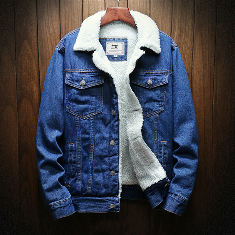 Winter Jean Jacken Männer Warme Denim Mäntel Mode Cowboy Oberbekleidung Männer Liner Dicker Fleece Denim Jacke Schwarz Blau Plus Größe 6XL